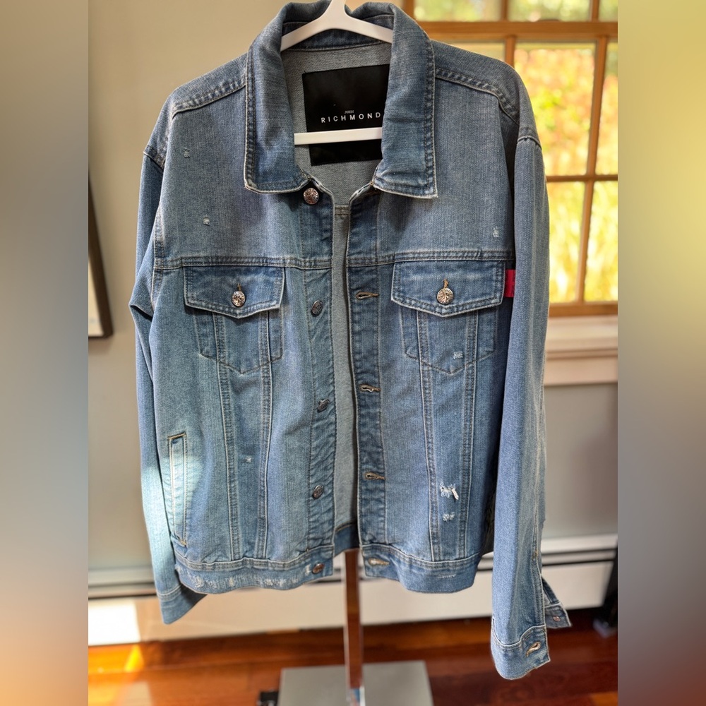 John Richmond trucker-style ‘It’s Only Rock N Roll’ Denim jacket Men’s Large EUC